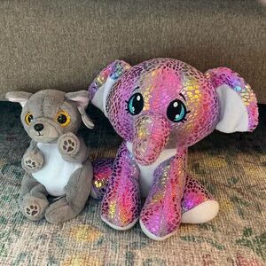 Ty Puppy & Fiesta Pink Sparkly Elephant Plush Toys
